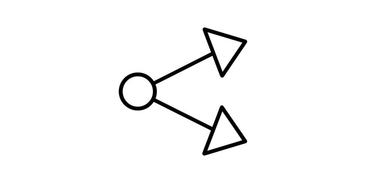 Two way split arrow line icon showing alternative decision paths.