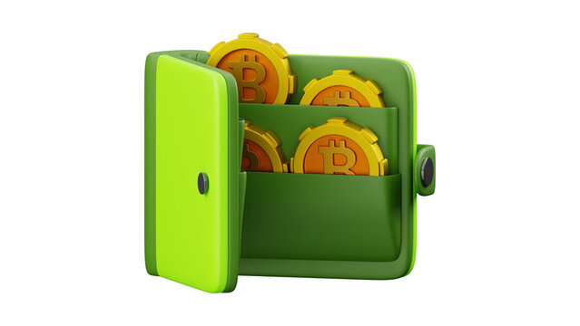 3D Rendered Green Crypto Wallet Featuring Bitcoin Symbols for Digital Finance Investment a (24)