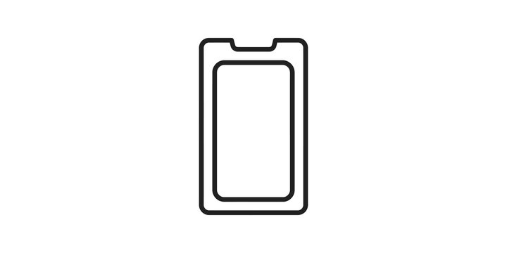 Mobile phone screen outline icon defines modern digital connectivity.