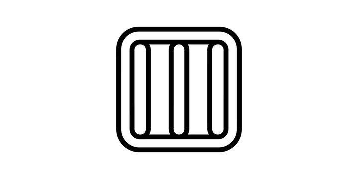 Ventilation grill or radiator cover with vertical bars.