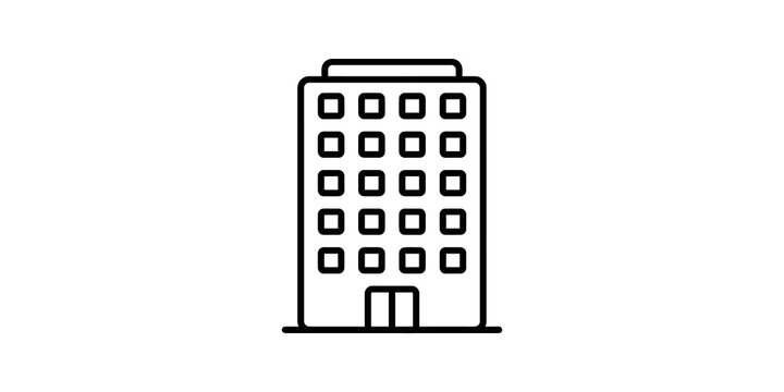 Office building facade line icon for modern real estate business design.