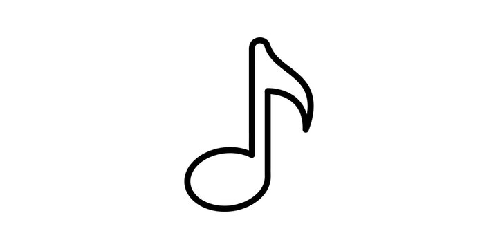 Simple black musical eighth note icon for audio and song player apps.