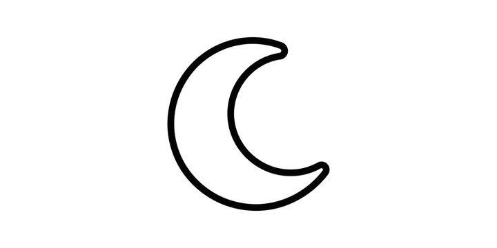 Crescent moon black line icon minimalist celestial symbol night concept.