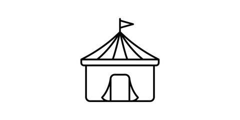 Classic circus tent structure with flag for festival outdoor show event. ©  图像
