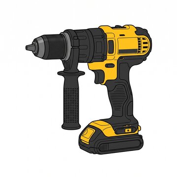 Cordless hammer drill power tool isolated 2D vector illustration