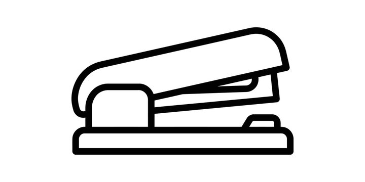 Office stapler tool line icon for stationary and supply branding.
