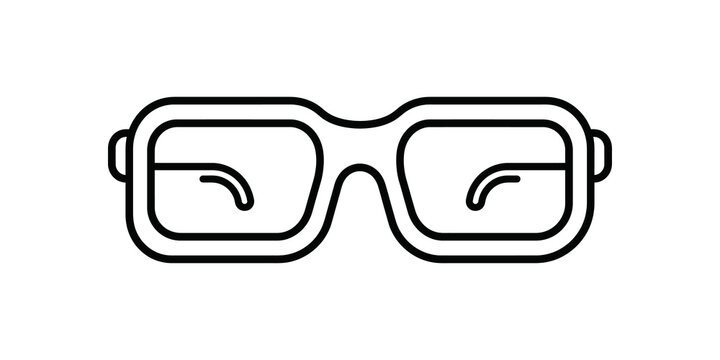 Modern thick frame eyeglasses icon design for optical vision health.