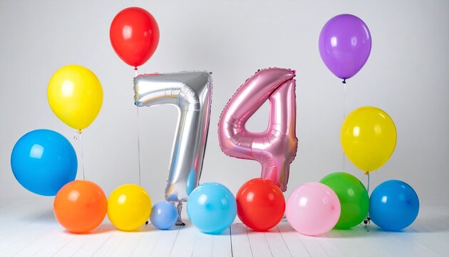 Gold Foil Balloon Number 71 with Pastel Balloon Arch Decoration