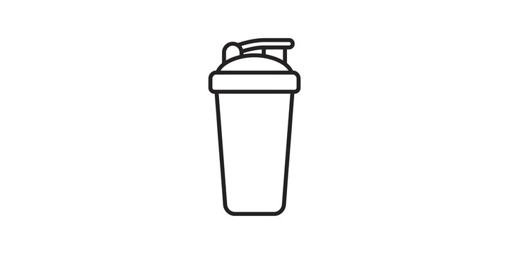Protein shaker bottle outline icon for gym workout fitness nutrition.