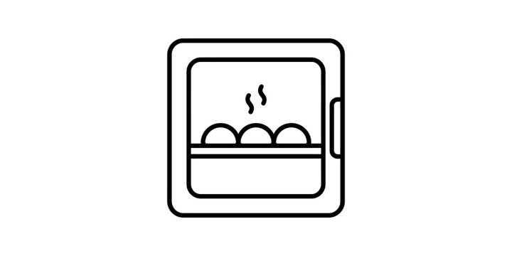 Warming showcase icon featuring hot buns emitting steam in a baker.