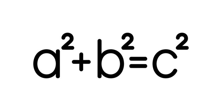 Pythagorean theorem equation with variables a b and c squared icons.