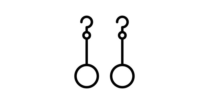 Minimalist earring dangle linear icon symbol for jewelry and fashion.