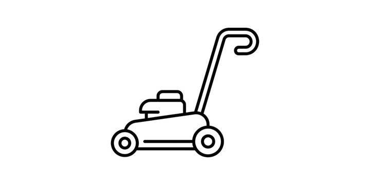 Push lawn mower icon with handle for landscaping and garden maintenance.