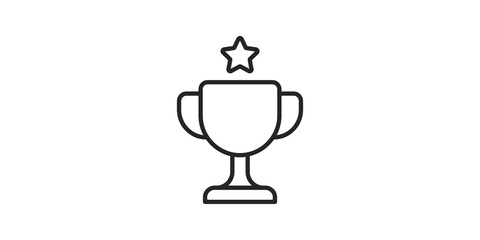 Fototapeta premium Golden winner trophy cup with star icon for success and achievement.