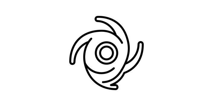 Hurricane swirl symbol outline icon for weather forecasting applications.