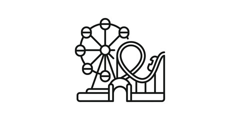 Amusement park flat icon with ferris wheel and rollercoaster for travel. ©  شفافة خلفية