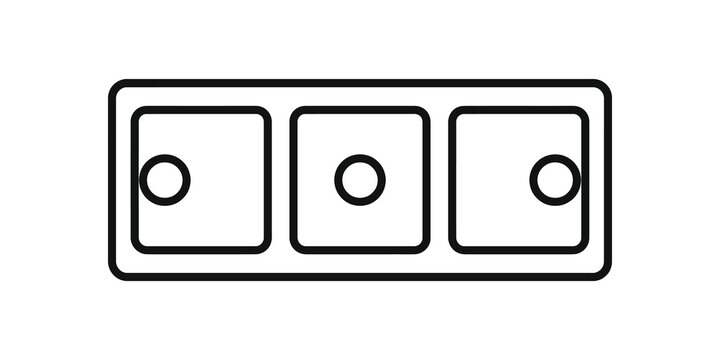 Electrical wall switch panel flat icon with three buttons for home use.