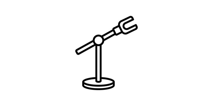 Black outline of a microphone stand icon for audio recording.