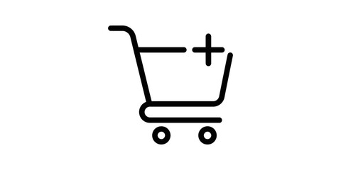 Shopping cart with plus sign icon, add item to basket or online store symbol. ©  图像