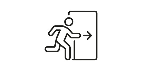 Emergency exit line icon sign showing running figure going out door. ©  شفافة خلفية