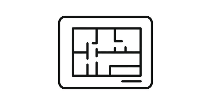 House floor plan drawing flat icon isolated on clear transparent background.