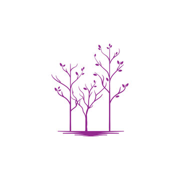 Minimalist Purple Three Tree Branch Logo Design Vector