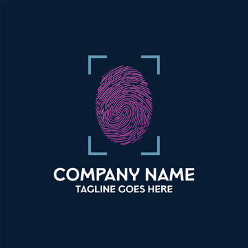 Cyber Security Biometric Fingerprint Scanner Tech Identity Logo Vector