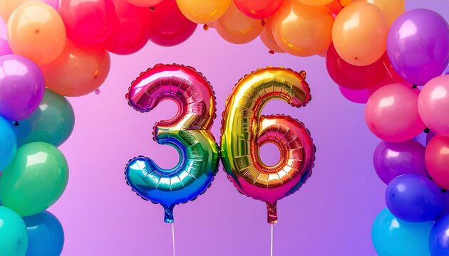 Colorful Rainbow Number 35 Foil Balloons for Birthday Party Celebration