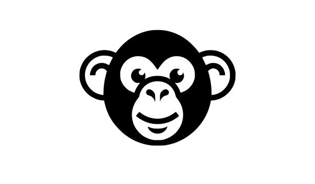 Modern minimalist cute monkey face mascot logo geometric vector design