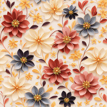 3D floral pattern with a refined stripe effect, designed for seamless digital textile printing, creating a unique jacquard-inspired look without requiring jacquard fabric.