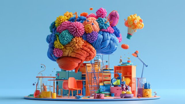 Human cognition problem solving critical thinking analytical reasoning intellectual growth focus on education concept theme whimsical Manipulation modern learning laboratory backdrop. 