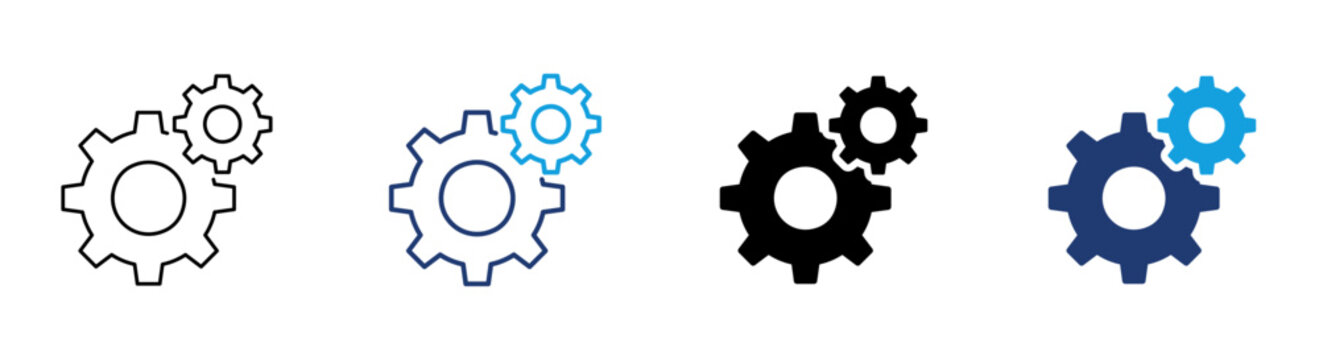 Engineering gears icon. Mechanical system symbol. Simple pictogram for mechanical engineering, machinery, automation, industrial systems, manufacturing and technical maintenance