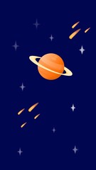 Saturn Planet Space Background. Colorful Planet and Stars Wallpaper. Saturn Astronomy Dark Blue Background © Ivnkristia