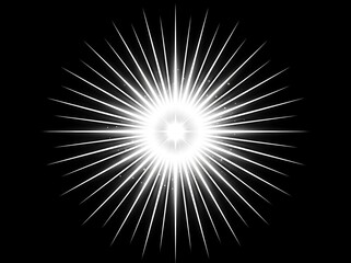 Fototapeta premium Explosion of Light with Radiant Rays, Abstract Fireworks Burst and Glowing Energy Beams on Dark Space Background, Futuristic Vector Illustration for Wallpaper and Backdrop