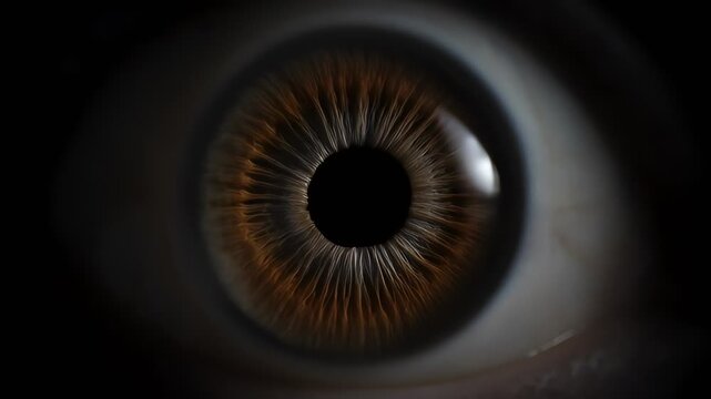 Brown human eye iris pupil dilation and contraction macro sequence