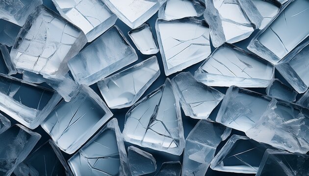 broken ice crushed textured ice shards with cracks