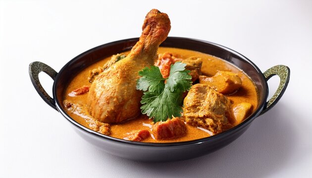 chicken curry on a white background