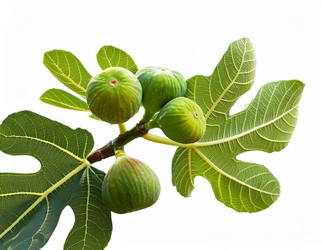 figs on a green fig tree isolated