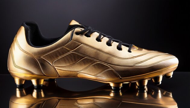 golden soccer cleats with black laces