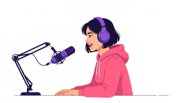 Podcast Recording Studio Illustration White Background