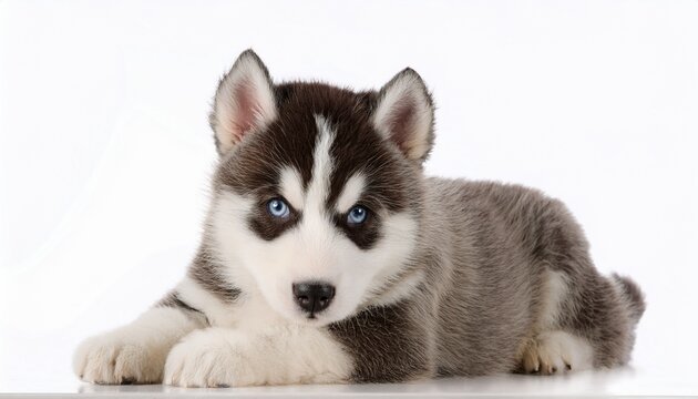 stuffed siberian husky puppy isolated on white background