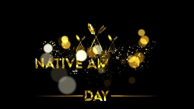 golden  Native American Day text animation,Indigenous Heritage and Tradition , 4k vide