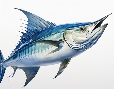 wahoo fish on white background