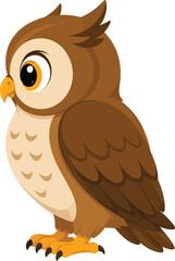 Obraz premium Cute Brown Owl Cartoon Illustration