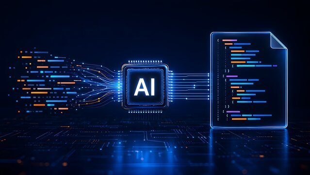Artificial intelligence microchip processing raw data streams into formatted digital code document