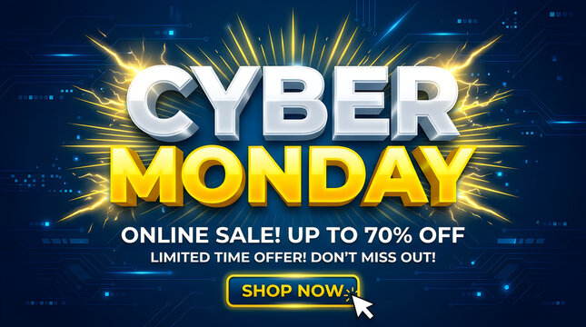 Cyber Monday Online Sale Banner Template