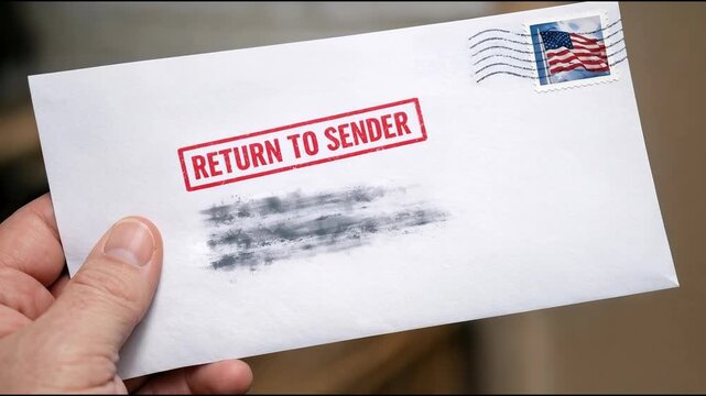 A person holding a mail with a stamp on it