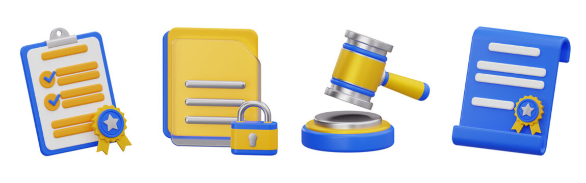 Legal Document Protection Compliance Justice Gavel Certificate Set