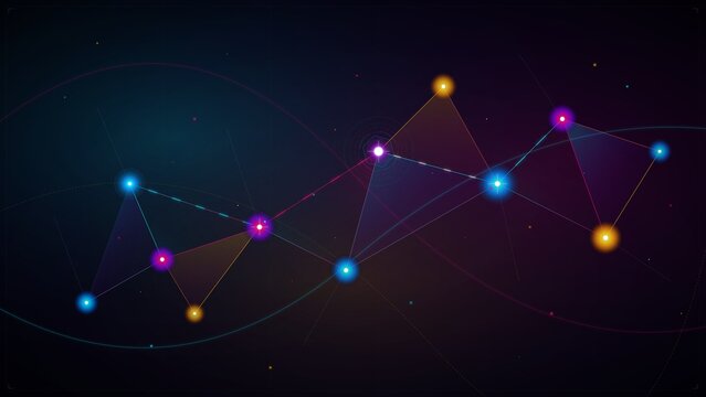 Abstract network of glowing nodes connected by lines on a dark background