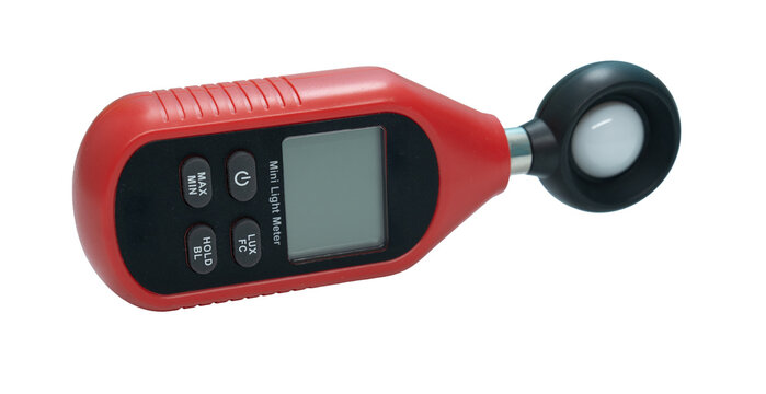 Digital lux or light meter on on transparent background,